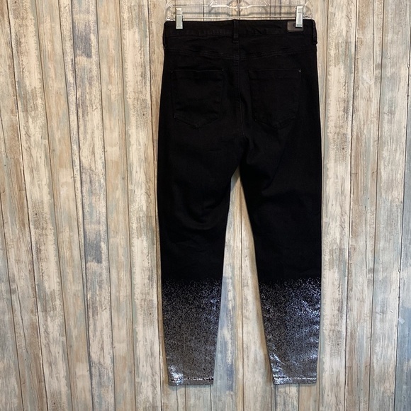 Celebrity Pink | High Waisted Black & Silver Ombre Sparkle Skinny Ankle Jeans - Picture 4 of 9